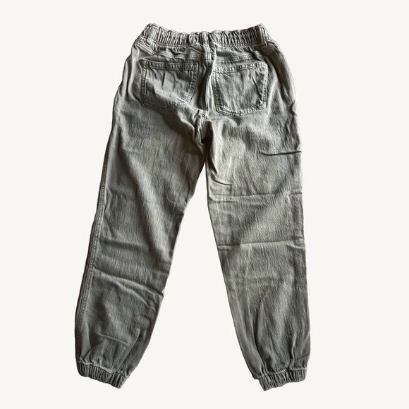 American Eagle Green Drawstring Scrunch Bottom Pants Denim-Ish Material Size 2 - Picture 5 of 9